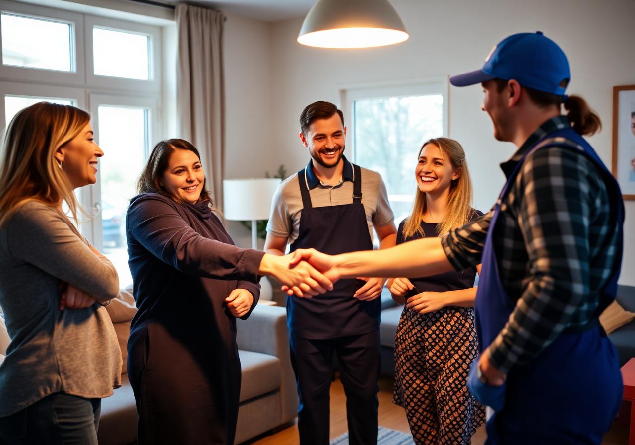 Tevreden klant schudt de hand van een Fyksa vakman